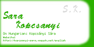 sara kopcsanyi business card