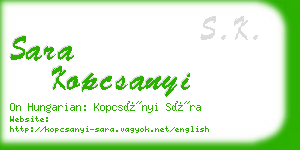 sara kopcsanyi business card